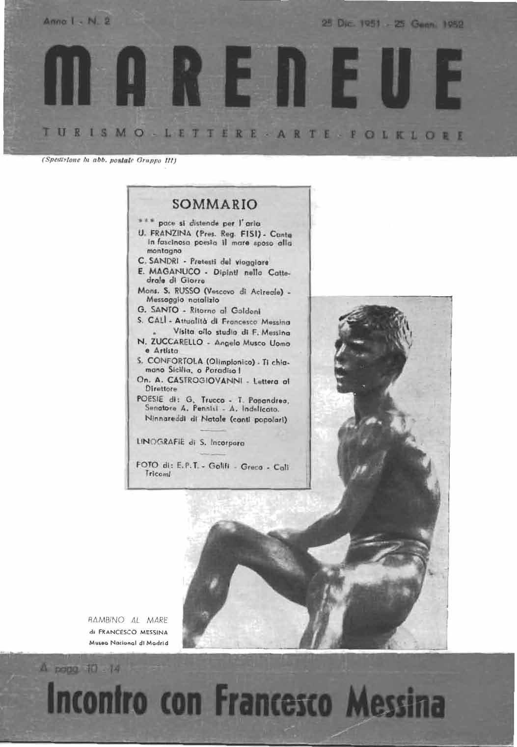 Linguagrossa - Mareneve - Anno I - N. 2 - 25 Dicembre 1951 - 25 Gennaio 1952